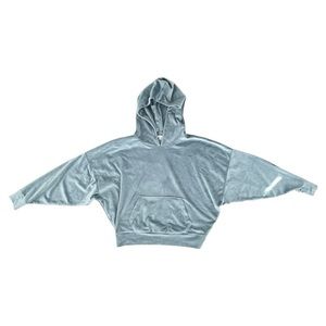 AMERICAN EAGLE | Light Blue Velour Velvet Cropped Hoodie